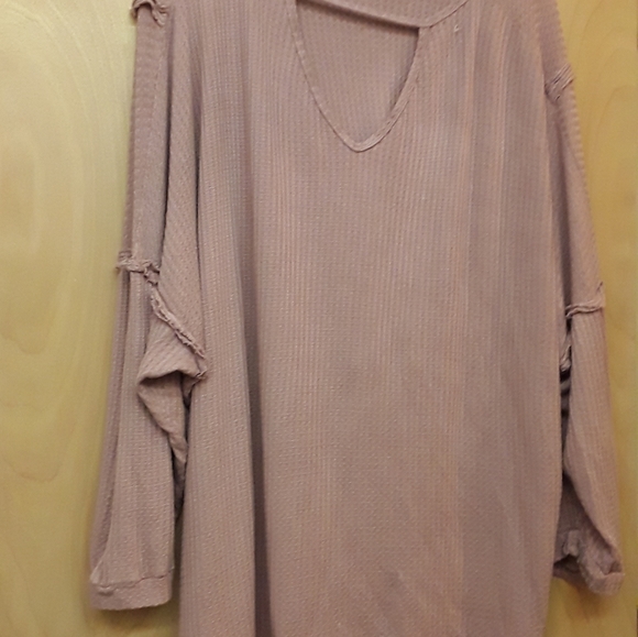 Pink Blush Mauve Boho Asymetrical Keyhole Sweater Tunic Top Native People L - Picture 4 of 7